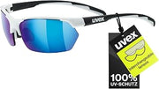 Uvex Sportstyle 114 Sunglasses Mat White Blk/Lt Mir Blue+ Lt Mir Org+ Clear