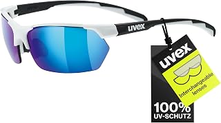 Uvex Sportstyle 114 Sunglasses Mat White Blk/Lt Mir Blue+ Lt Mir Org+ Clear