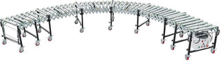 Global Industrial 24"W Powered Flexible Roller Conveyor, Steel, 9' to 19'L