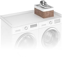 Furinno RAVEL Washer Dryer Countertop Topper, Drying Rack with Edge Rails, Anti Slip Pads, 27.5 D x 54 W, for Laundry Room Organization and Storage, White