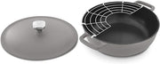 Zakarian x Dash Nonstick Cast Iron Braiser - Oven-Safe Pan with Cast Iron Lid - Features Titanium Ceramic Coating - Easy to Clean - Gray, 4.5-Quart