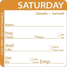 HUBERT Saturday Labels Orange Flex-Temp Repositional Day of The Week Saturday - 2" Square, 500 Per Roll