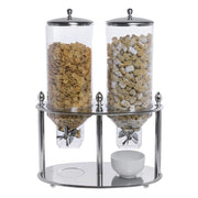 Expressly Stainless Steel Double Container Elegant Cereal Dispenser by HUBERT – 17.7 L x 11 W x 26.2 H, 2.9 gallons, Stainless Steel, Transparent, Model 10305