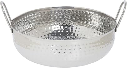 Serving Bowl Stainless Steel with Handles and Hammered Finish - 9"Dia x 3 2/5"H