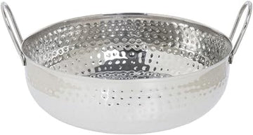 Serving Bowl Stainless Steel with Handles and Hammered Finish - 9"Dia x 3 2/5"H