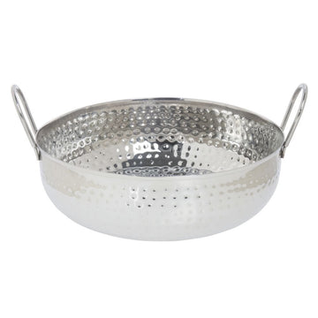 Serving Bowl Stainless Steel with Handles and Hammered Finish - 9"Dia x 3 2/5"H by HUBERT – Stainless Steel, Silver, Model DS-35411A