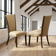 Linen-Upholstered Dining Chairs Set of by Furnifact – Wood, Brown, Pack of 2