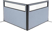 Global Industrial 60-1/4"W x 42" H Freestanding 2-Panel Corner Room Divider with Partial Window, Blue