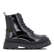 Women's Anya Patent Combat Boot by Lee – 9.5, Black Mono, Model W000055-9800
