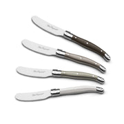 Tradition Wooden Set 4 Mixed Spreaders by Lou Laguiole – 6.25-Inch, Stainless Steel, Assorted, Model 2511MYWA00BB4