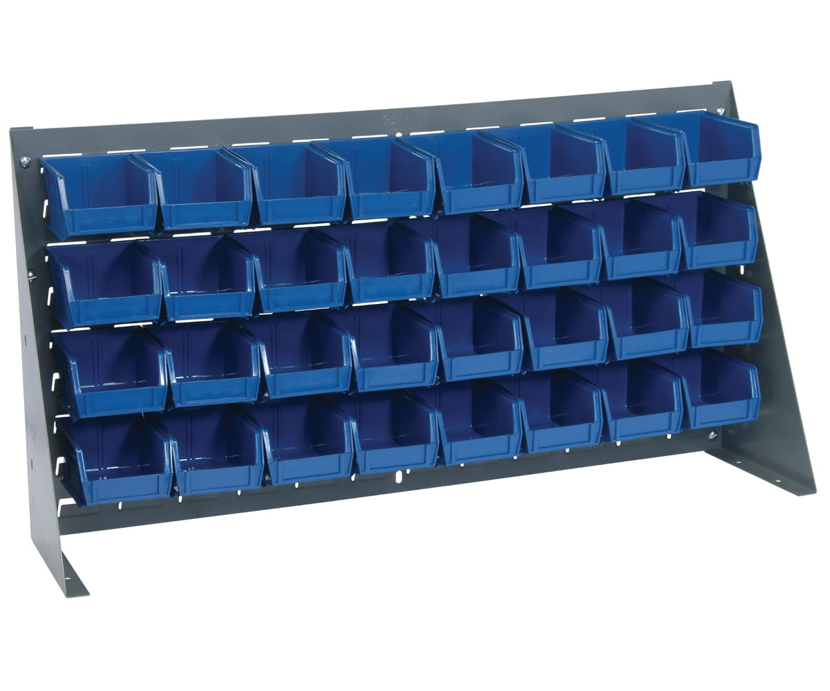QUANTUM STORAGE SYSTEMS Blue / 19" H x 36" W x 8" D / 6" L x 5" W x 3" H 32 Ultra Blue Bins Storage Racks