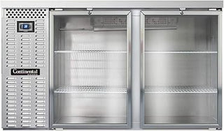 BBC59-SS-GD Two Section Glass Door Refrigerated Back Bar Cooler, 59" W x 34-3/4"H, Stainless Steel Exterior