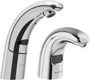 Optima EAF-150 Sensor Activated Faucet, 3335000 & Sloan ESD-1500 Foam Drip-Free Soap Dispenser, 3346093-1.5 GPM Battery-Powered Deck-Mounted Mid Body, Polished Chrome Finish