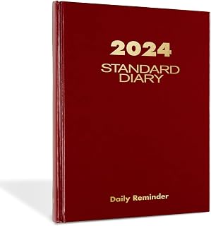 AT-A-GLANCE 2024 Daily Diary, Standard Planner Journal, 12 Month, 5-3/4" x 8-1/4", Small, Hardcover, Red (SD3891324)