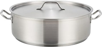 Winco SSLB-15, 15-Quart Stainless Steel Brazier Pan with Cover, Silver