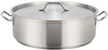 15-Quart Stainless Steel Brazier Pan with Cover, Silver by Winco – 15.9 Quarts, 15.0 liters, Stainless Steel, Silver, Model SSLB-15