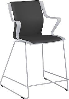 Learniture Cascade Counter-Height Sled Base Chair, Stool with Arms for Meeting, Cafeteria, Break Rooms, and Waiting Areas 24" H (Set of 2)