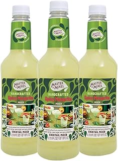 MASTER OF MIXES Spicy Margarita Drink Mix, Ready to Use, 1 Liter, 3 Pack | Lime Juice With Jalapeño Peppers, Tart Citrus Flavor | Cocktails & Mocktails, Pour Ready, Consistent, Smooth Mixing Texture