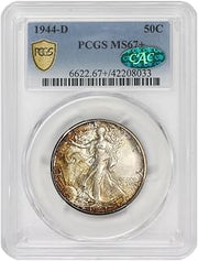 1944 D American Silver Walking Liberty MS-67+ $0.50 PCGS/CAC MS67+