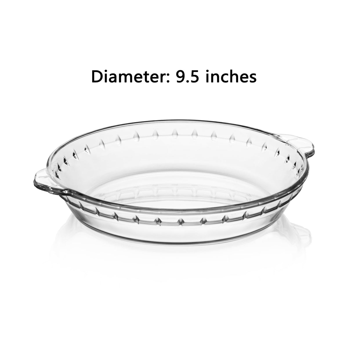Sweejar Home Glass Pie Pan, 9.5 Inch Round Baking Dish, Set of 2, Clear
