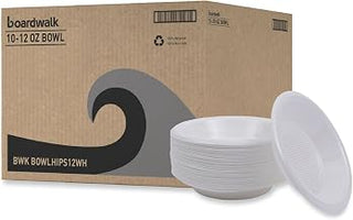 Boardwalk Hi-Impact Plastic Dinnerware, Bowl, 10 to 12 oz, White, 1,000/Carton