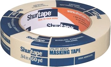 Shurtape CP 83 Utility Grade, High Adhesion Masking Tape, 24mm x 55m, Natural, 1 Roll (250199)