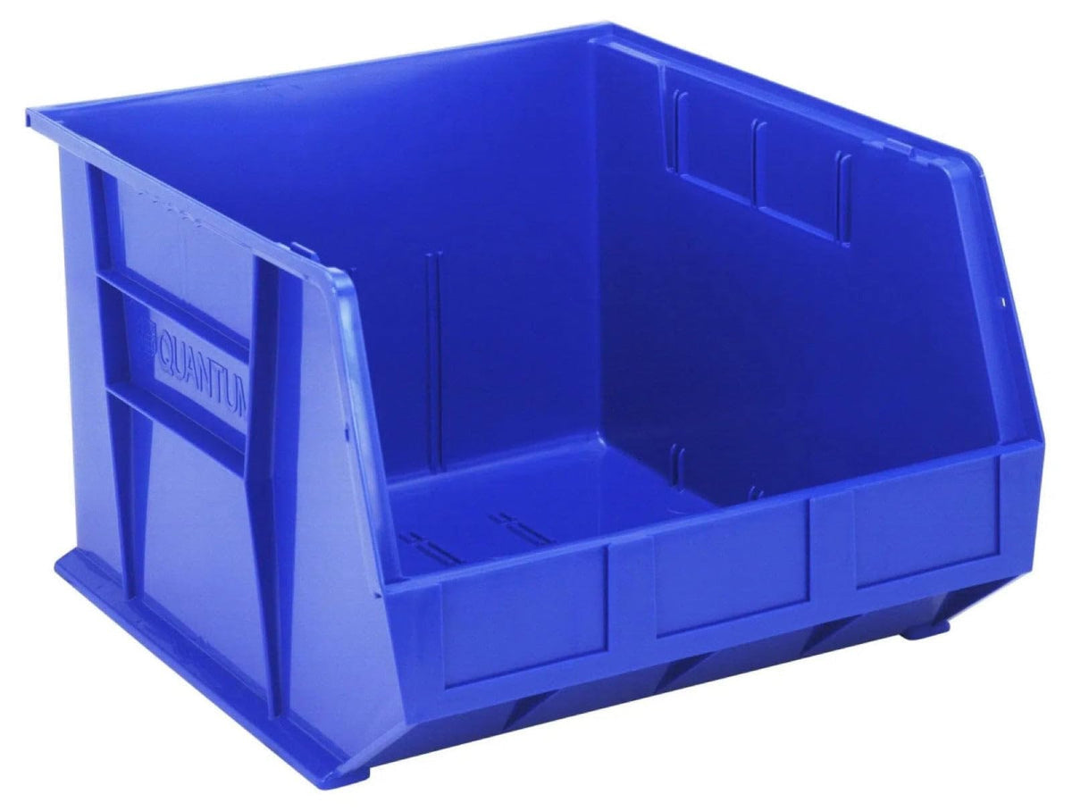 Quantum Storage Heavy-Duty Stackable Plastic Storage Bins for Workshop by QUANTUM STORAGE SYSTEMS – 18L x 17W x 11H, 3267.0 cubic_inches, Plastic, Blue, Model QUS270BL