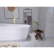 72" Soaking Single Slipper Bathtub in Glossy White/Gold by Elegant Kitchen and Bath – Acrylic, White, Model BT21272GW-BGD