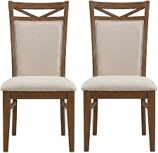 Starlight Canyon Home Upholstered Dining Chair Two Pack in Brown, American Traditional Style, Comfortable Seat, Sturdy Frame, Perfect for Kitchen and Dining Room, Pack of 2