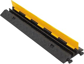 Global Industrial 2-Channel Industrial Cable Protector, 16,000 lbs. Cap., Black & Yellow