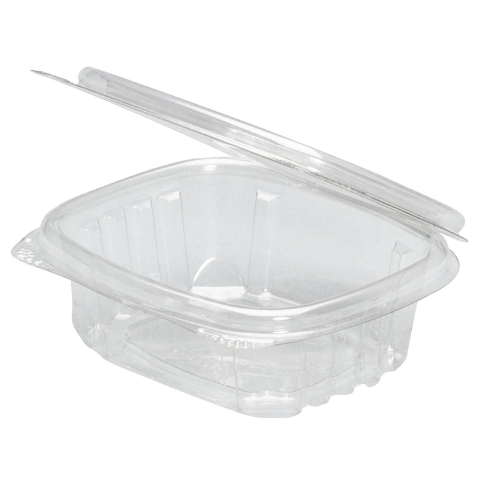 Genpak AD08 Hinged Deli Container, 1-1/2" Height, 4-1/2" Width, 5-3/8" Length, Plastic, 8 oz. Capacity, Clear (Pack of 200)