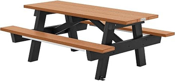 Global Industrial Outdoor 6' A-Frame Rectangular Picnic Table, Recycled Plastic, Cedar