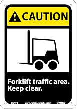Caution Forklift Traffic Area Sign- Plastic 7"W X 10"H