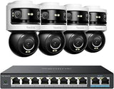 REOLINK Triple-Lens Security Camera Outdoor, 10MP 180° Panoramic & 4K PT with Auto Tracking, Switch with 8 Ports and 2 Gigabit Uplink Ports, OMVI 3i PoE x4 Bundle with PoE Switch