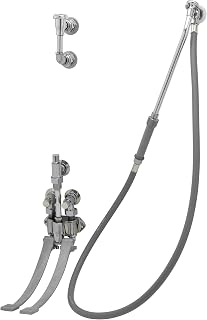 T&S Brass B-0676 Bedpan Washer Pedal Valve Vacuum Breaker Extended Spray Outlet with 5-Feet PVC Hose, Chrome