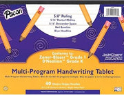 Pacon Long Ruled Handwriting Tablet, 8" x 10.5", 40 Sheets/Each, 1 Tablet | Multi-Program, D'Nealian Grade K, Zaner-Bloser Grade 1, 5/8" Ruling, 5/16" Dotted Midline, 5/16" Descender Space, PAC2480