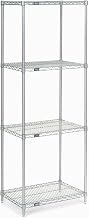 Nexel 4-Shelf Wire Shelving Unit, Silver Finish, 24" W x 24" L x 74" H