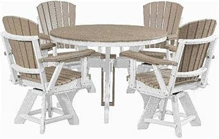 American Furniture Classics Model DR130WWWT-K Five Piece Round Dining Height Dining Set in Weatherwood with a White Base, Made in The USA