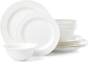 Lenox Studio 1414 Rimmed Bone China 12-Piece Dinnerware Set for 4 | dishwasher safe | plates and bowls sets for kitchen and dining | 10.98 inch plate, dish set, dishes, chip resistant