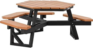Global Industrial Outdoor 46" Hexagonal ADA Accessible Picnic Table, Cedar