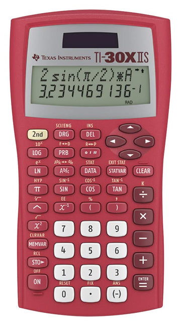 TI-30XIIS Scientific Calculator by Texas Instruments – 1 Pack, Plastic, Red, Model 30XIIS/TBL/1L1/BT