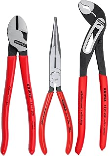 KNIPEX Tools 00 20 08 US1 Long Nose, Diagonal Cutter, and Alligator Pliers 3-Piece Tool Set, Red