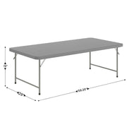 Kids 4.93 ft Plastic Folding Table by Flash Furniture – 30"W x 60"L x 19"H, Plastic, Plastic: Polyethylene, Metal, Granite Gray, Model RB-3060-KID-GY-GG