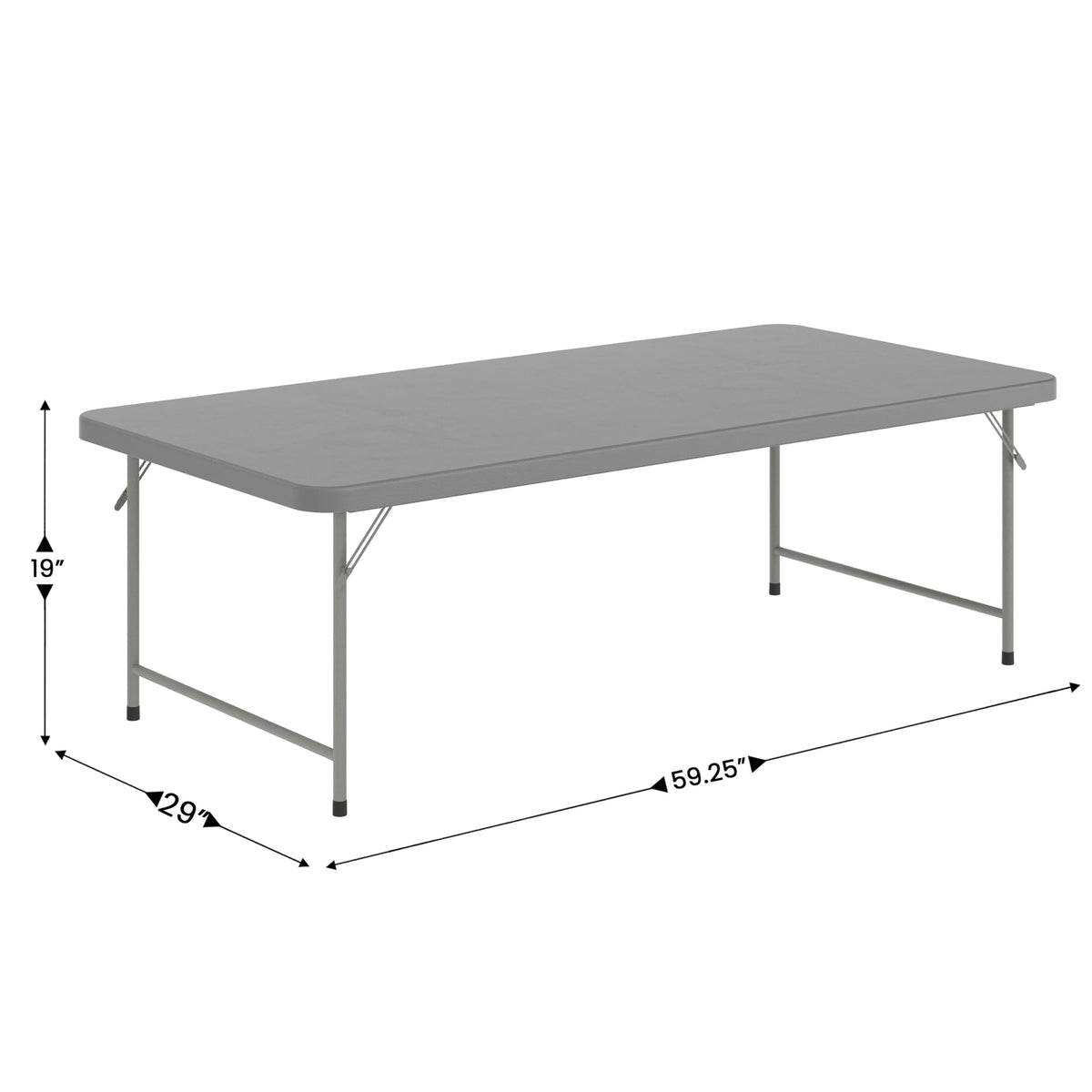 Kids 4.93 ft Plastic Folding Table by Flash Furniture – 30"W x 60"L x 19"H, Plastic, Plastic: Polyethylene, Metal, Granite Gray, Model RB-3060-KID-GY-GG