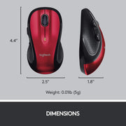 M510 Wireless Computer Mouse by Logitech – Rubber, Red, Model 910-004554