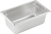 Winco 4" Silver 1/4 Size Metal Steam Table Pan, Anti-Jam (Set of 48)