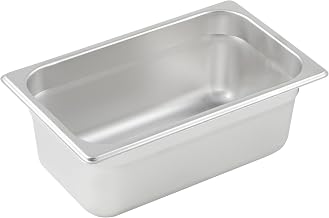 Winco Anti-Jamming Steam Pan, 1/4 by 4-Inch, Standard Weight | Dishwasher safe, Stacking lugs, Anti-jamming, Foodservice, Great for Steam Tables, Buffets and Food Preparation