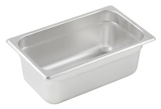 4" Silver 1/4 Size Metal Steam Table Pan by Winco – 4" Deep, 4.45 quarts, Stainless Steel, Silver, Pack of 48