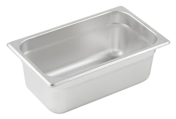 4" Silver 1/4 Size Metal Steam Table Pan by Winco – 4" Deep, 4.45 quarts, Stainless Steel, Silver, Pack of 48