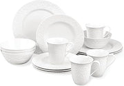 Lenox Opal Innocence Carved Porcelain 16-Piece Dinnerware Set for 4 | ceramic, dishwasher safe, microwave safe | plates and bowls sets for kitchen and dining | 11.25 inch plate
